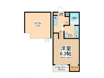 ソレイユ上草柳(ワンルーム/2階)の間取り写真