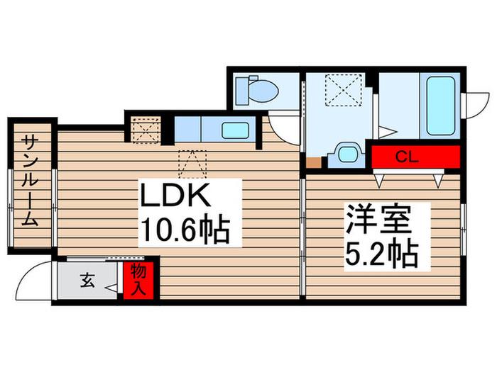 シャルマン中志津(1LDK/1階)の間取り写真