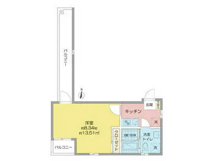 クラウド9コウウン(1K/2階)の間取り写真