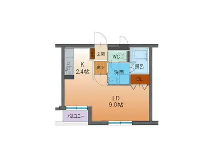 ハートフルアイランド(ワンルーム/1階)の間取り写真