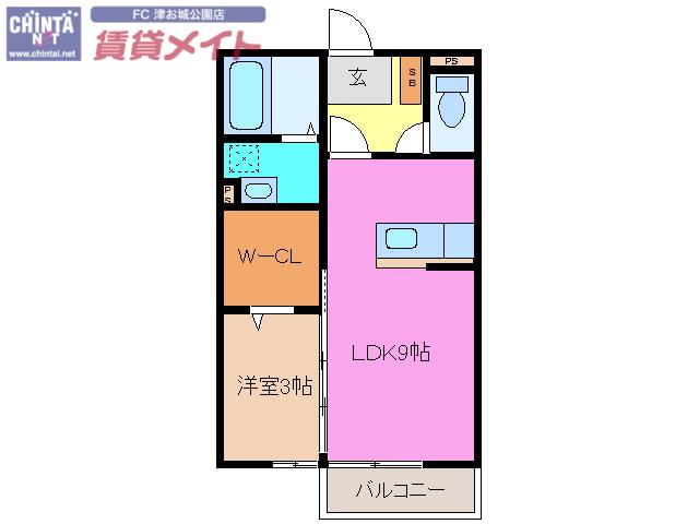 近鉄名古屋線 江戸橋駅 徒歩8分 2階建 築19年(1LDK/1階)の間取り写真