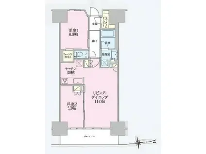 トラープランド翠命館(2LDK/8階)の間取り写真