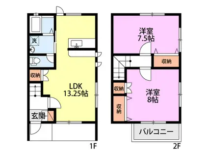 クレアトゥール(2LDK/1階)の間取り写真
