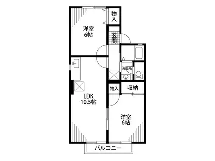 パークタウン新和(2LDK/1階)の間取り写真