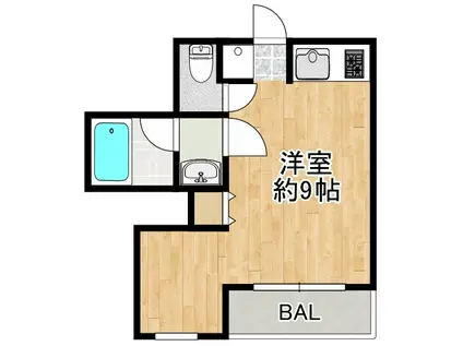 ラ・ルーヌ(1K/2階)の間取り写真