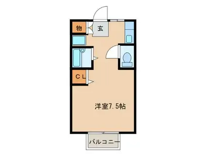 BCASA土浦IIIRE-BORN D棟(ワンルーム/1階)の間取り写真