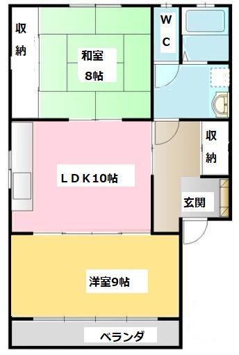 ウエステージI(2LDK/1階)の間取り写真