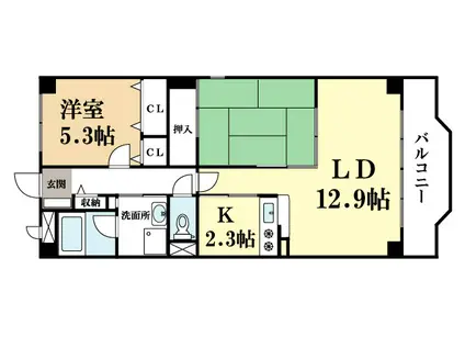 リヴェール(2LDK/2階)の間取り写真