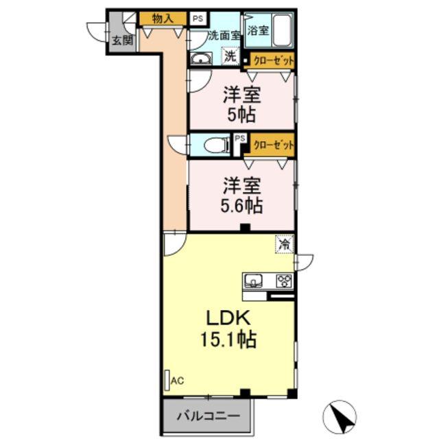 ラ・プランドール(2LDK/3階)の間取り写真