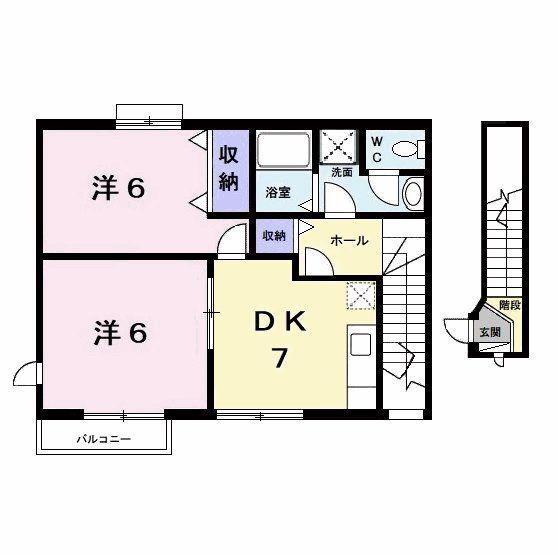 メゾンポピュレール(2DK/2階)の間取り写真