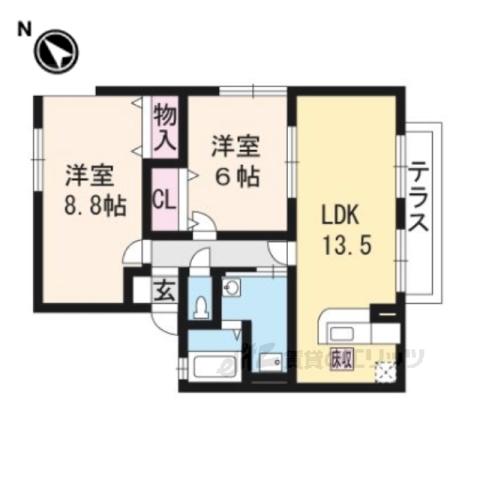 パレ・ファミールB棟(2LDK/2階)の間取り写真