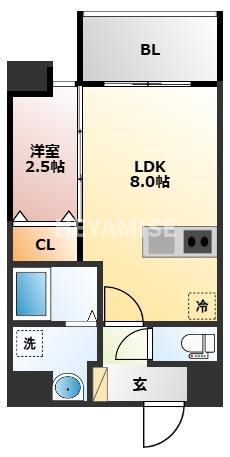 MODERN PALAZZO 長崎 CENTRAL(1LDK/8階)の間取り写真