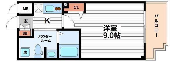 レジディア谷町(1K/14階)の間取り写真