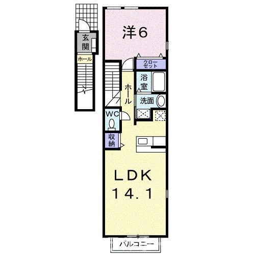 アルカンシェル(1LDK/2階)の間取り写真