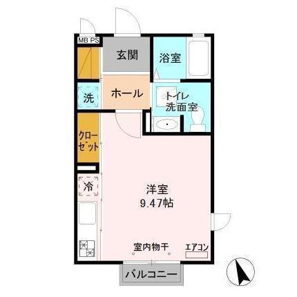 グローリア酒々井(ワンルーム/1階)の間取り写真
