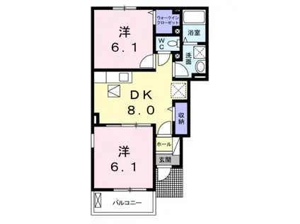 サンシーブルC(2DK/1階)の間取り写真