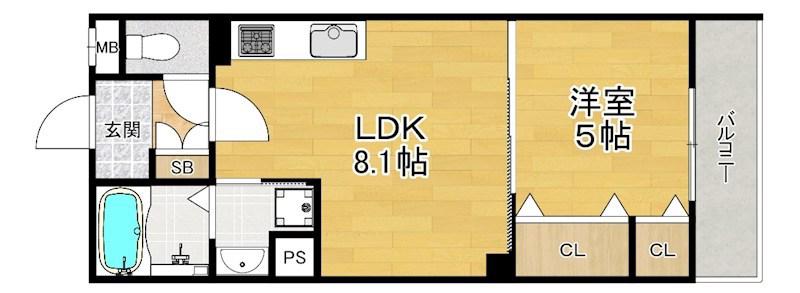 クリエオーレ松丘町(1LDK/2階)の間取り写真