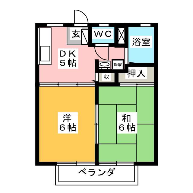 エスポワールII(2DK/1階)の間取り写真