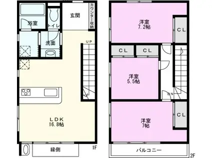 THE ORCHARD YAHATA A棟(3LDK/1階)の間取り写真