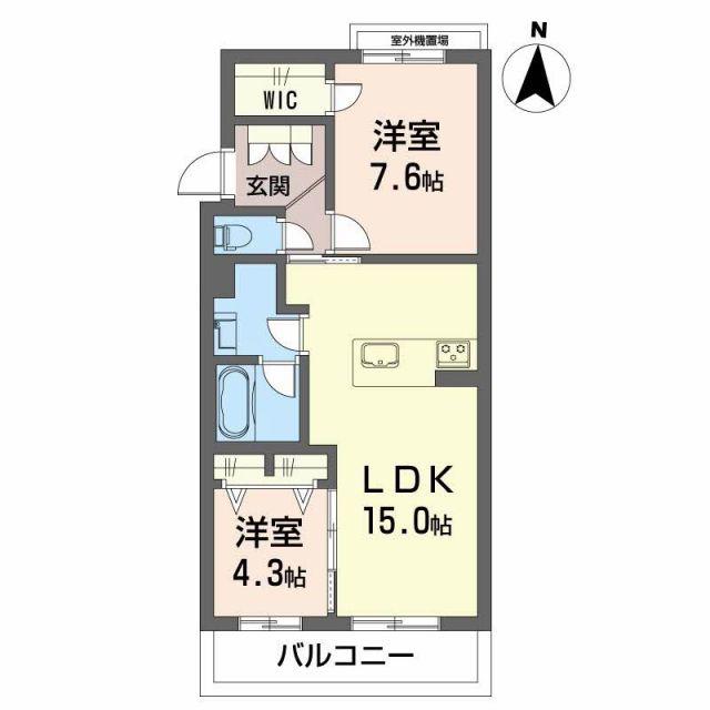 シャーメゾン蘇原村雨(2LDK/3階)の間取り写真