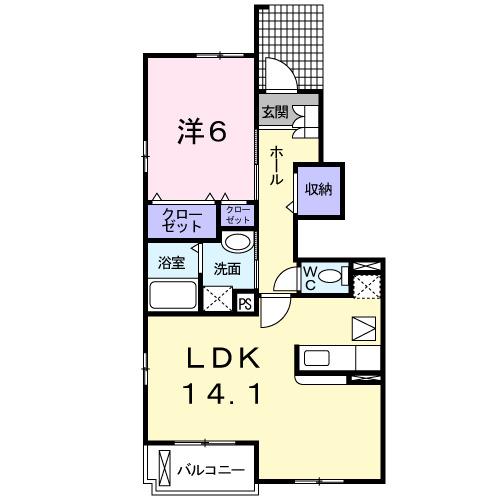 ポライトリーI(1LDK/1階)の間取り写真