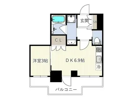 ES-GRANDE木場公園(1DK/3階)の間取り写真