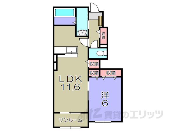 プラシード緑町IIIA(1LDK/1階)の間取り写真