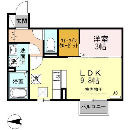 ソレイユ ルバンIII(1LDK/1階)の間取り写真