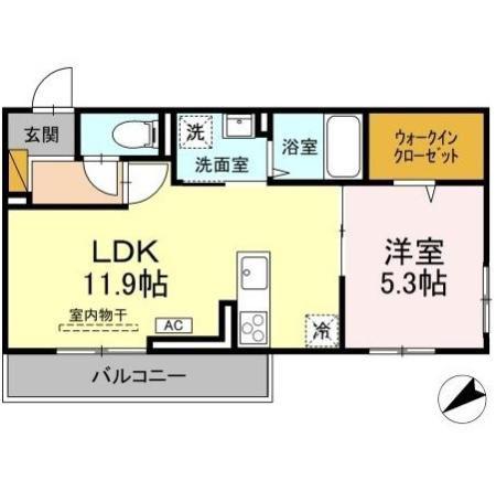 D-INVEST栄町(1LDK/3階)の間取り写真