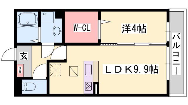 クレスト玉手(1LDK/2階)の間取り写真
