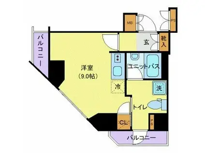 ダイナシティ西新宿(ワンルーム/12階)の間取り写真