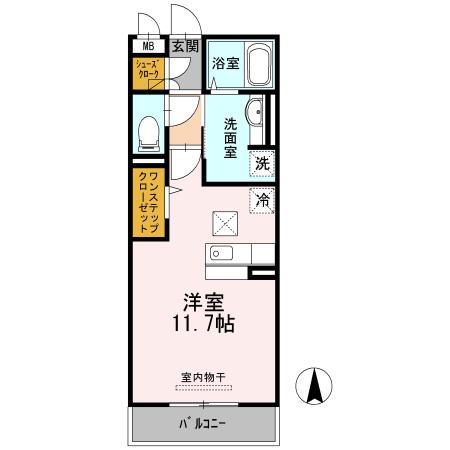 ABCDマンション南塚口(ワンルーム/3階)の間取り写真