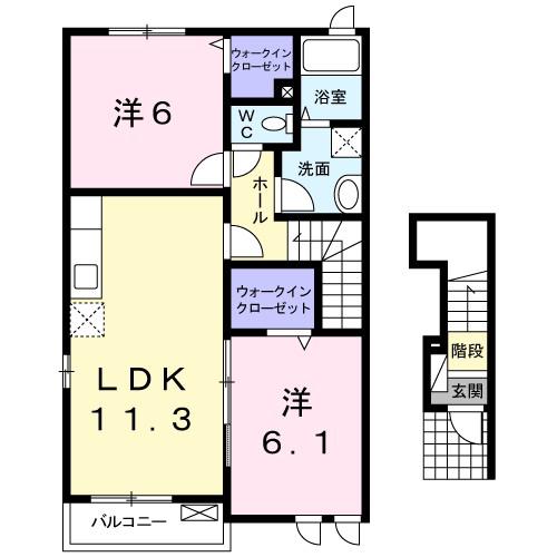 メゾン中里(2LDK/2階)の間取り写真