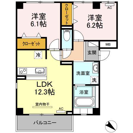 シティハイツ桜(2LDK/3階)の間取り写真
