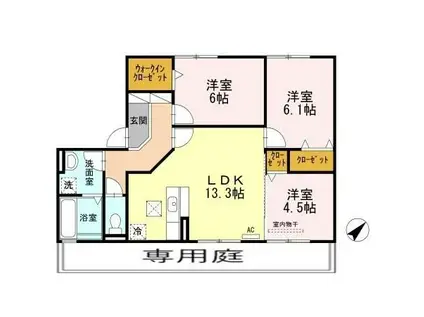 ウィルウィンド(3LDK/1階)の間取り写真