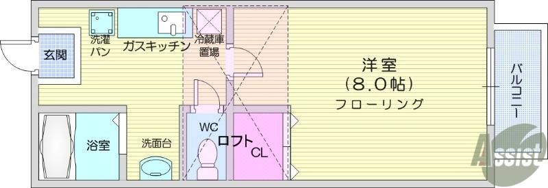 アヴァンセ高砂(1K/1階)の間取り写真