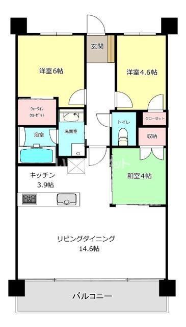 リビオ明野中央エミシア(3LDK/4階)の間取り写真