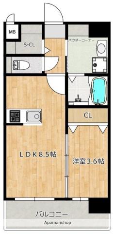 RESIAS ONE TENJINMINAMI BLDG(1LDK/7階)の間取り写真