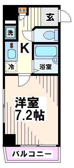 菱和パレス府中駅前(1K/3階)の間取り写真