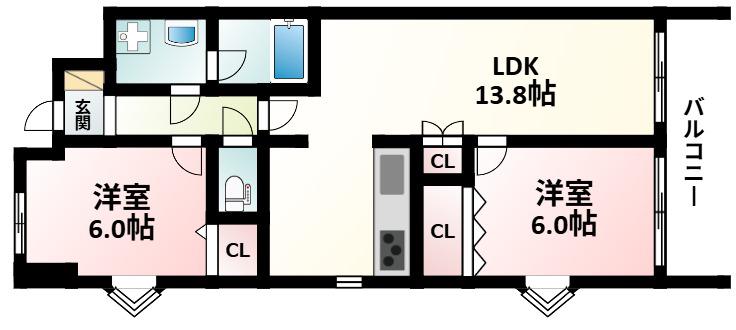 ラグーン新大阪CITY LIFEII(2LDK/7階)の間取り写真