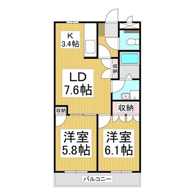 SUNCOURTITAYAB棟(2LDK/2階)の間取り写真