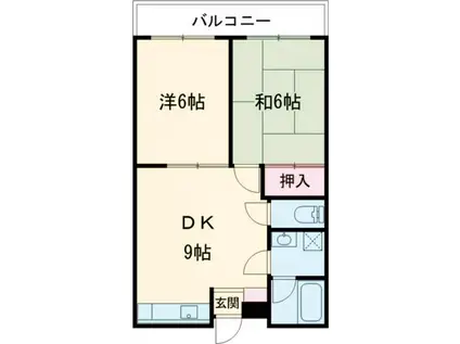 サンシャインヒル(2DK/1階)の間取り写真