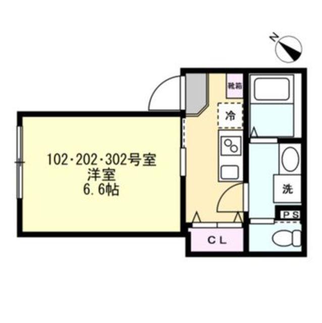 ベイルームグレイス相模大野(1K/2階)の間取り写真