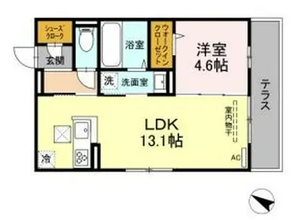 プラティアテトラ(1LDK/1階)の間取り写真