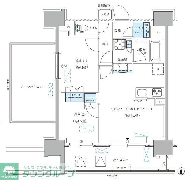 パークアクシス西大島コンフォートスクエア(2LDK/13階)の間取り写真
