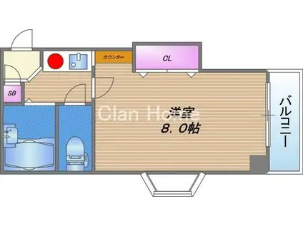 エムロード三番館(1K/4階)の間取り写真