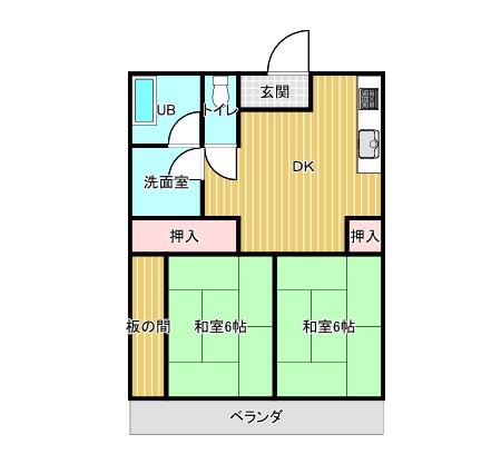 日新ハイツ(2DK/1階)の間取り写真