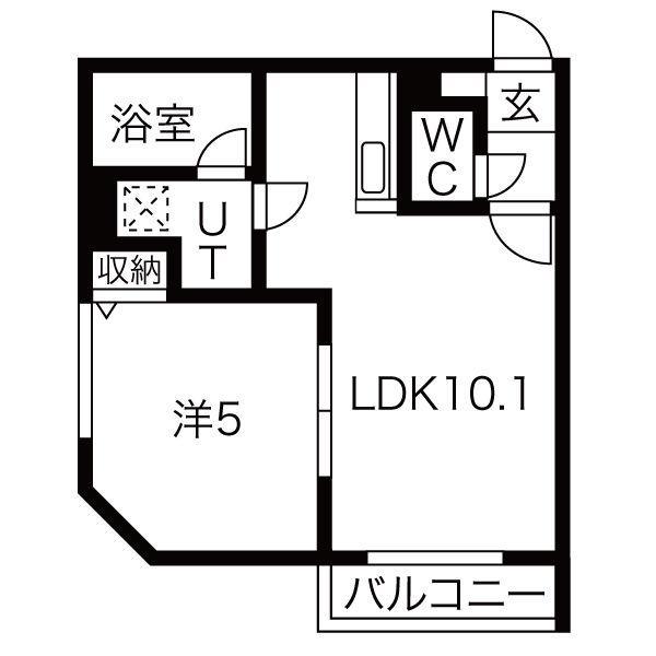 オルセー厚別中央VI(1LDK/1階)の間取り写真