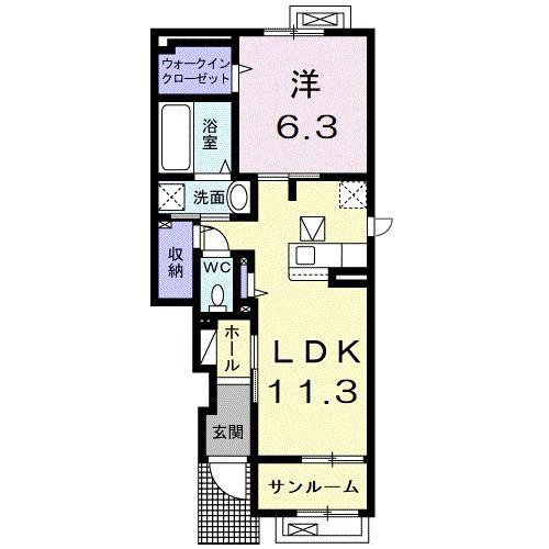 レモングラス(1LDK/1階)の間取り写真