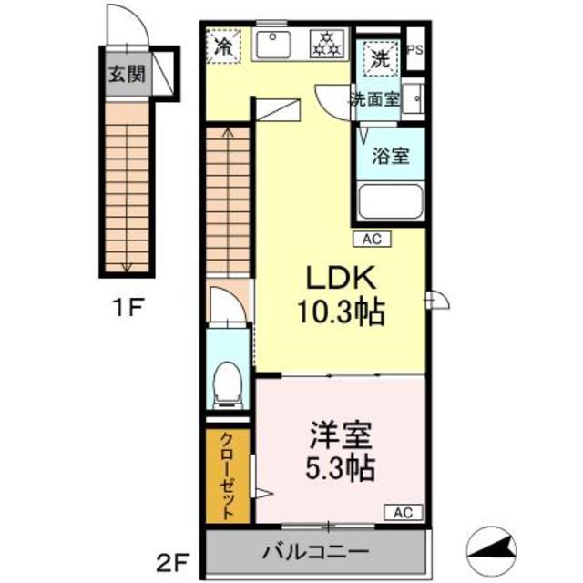 グラナーデ成城学園前A(1LDK/2階)の間取り写真